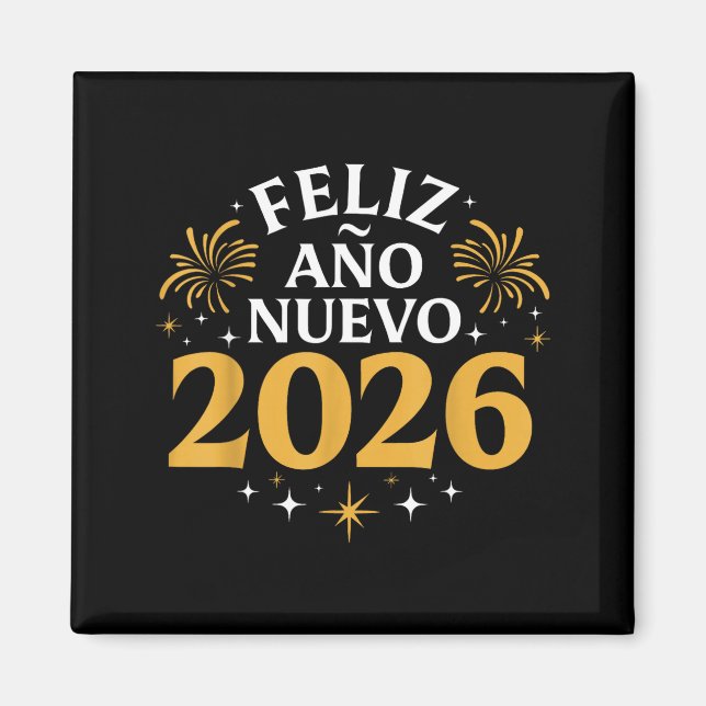 Gott nytt år 2026 Spansk nyårsfest  Magnet (Framsidan)