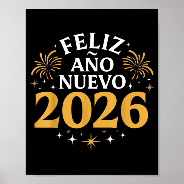 Gott nytt år 2026 Spansk nyårsfest  Poster (Framsidan)