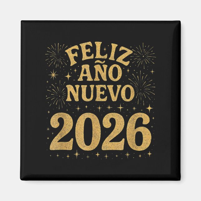 Gott Nytt År 2026 Spanska fyrverkerier Nyår Fi Magnet (Framsidan)