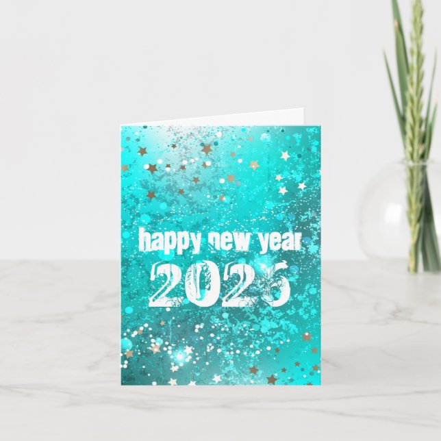 Gott nytt år 2026 turkos inbjudan (Framsida)