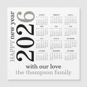 Gott nytt år 2026 Vitkalender för Sage Grönt