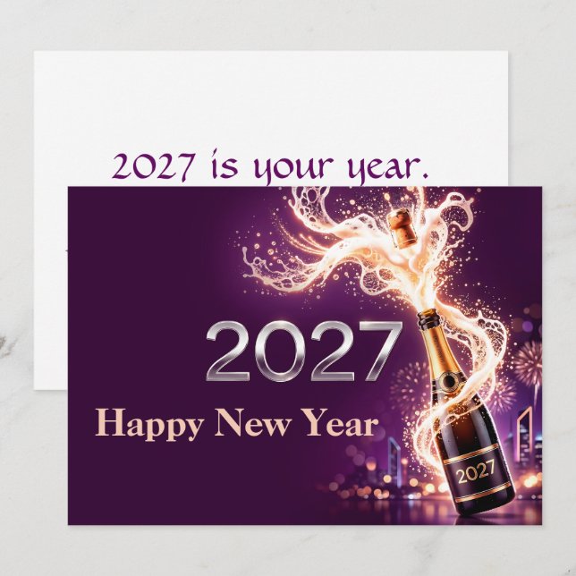 Gott Nytt År 2027 Firande Kort (Fram/baksida)