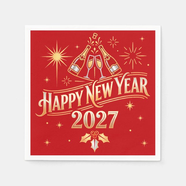 Gott nytt år 2027 firande pappersservett (Framsidan)