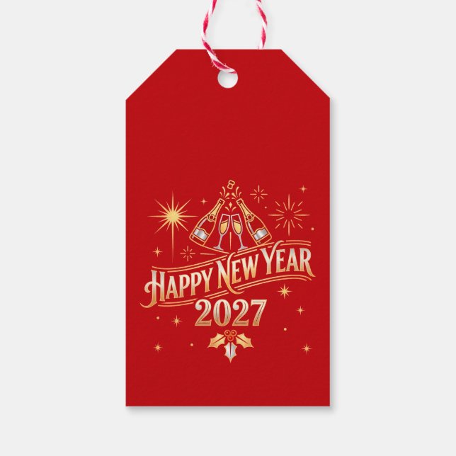 Gott nytt år 2027 firande presentetikett (Baksidan)