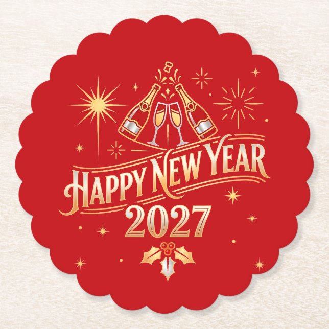 Gott nytt år 2027 firande underlägg papper (Framsida)