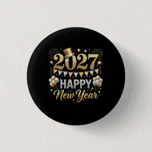 Gott nytt år 2027 Fyrverkerier Guld Ballong Kväll  Knapp