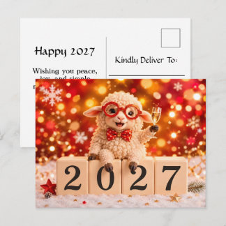 Gott nytt år 2027 - getens år helg vykort