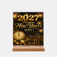 Gott nytt år 2027 | Lyxiga gyllene fyrverkerier