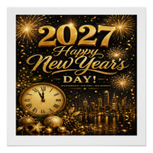 Gott nytt år 2027 | Lyxiga gyllene fyrverkerier