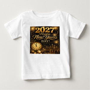 Gott nytt år 2027 Lyxiga gyllene fyrverkerier T Shirt