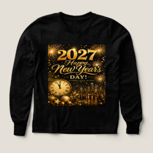 Gott nytt år 2027 Lyxiga gyllene fyrverkerier T Shirt