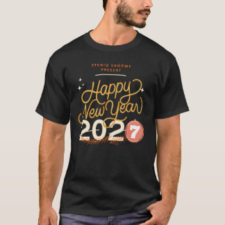 Gott nytt år 2027 Retro Festiv Typografi T-Shirt