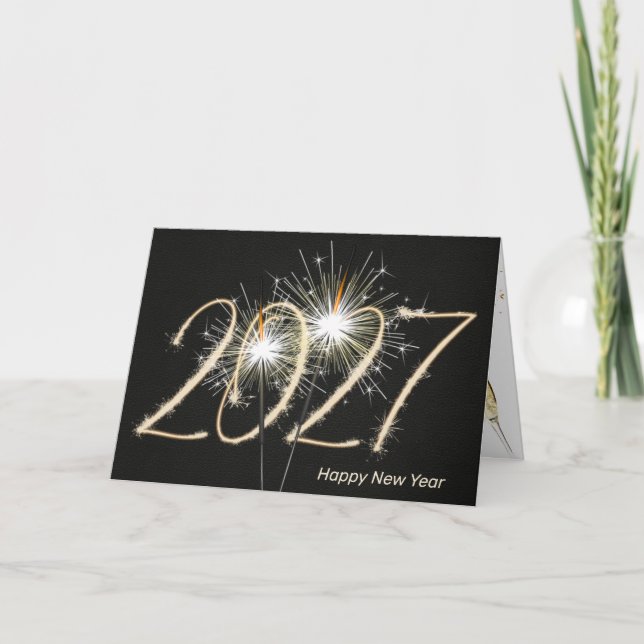 Gott nytt år 2027 Sparkler Helgkort (Framsida)