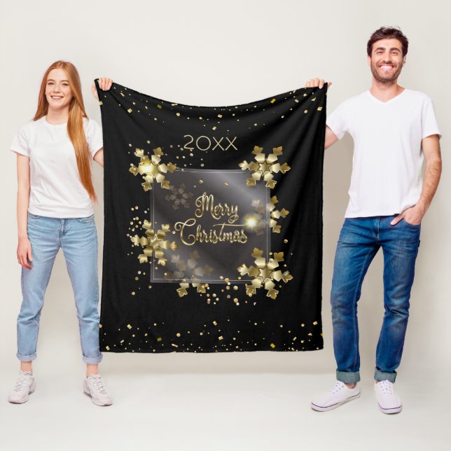 Gott nytt år 20XX & Guld jul Lyx Fleecefilt (På plats)