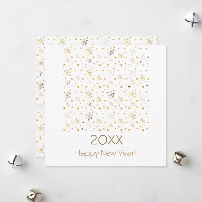 Gott nytt år 20XX & Juldekoration i guld Julkort (Fram/Back In Situ)