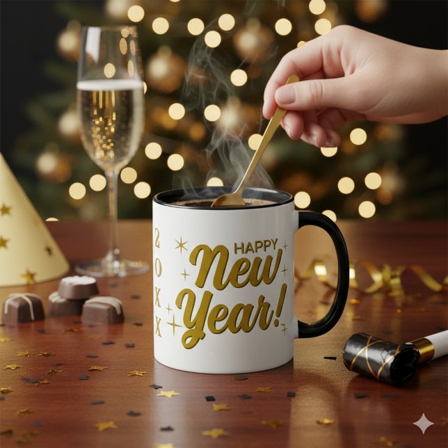 Gott nytt år 20XX stor 11 oz kombinationsenhet Mug Mugg (Happy New Year 20XX Large 11 oz Combo Mug)