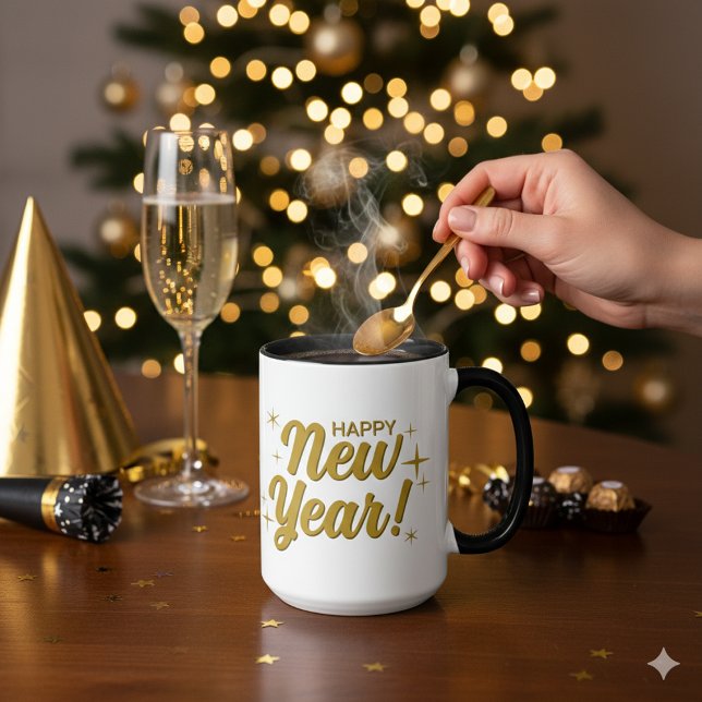 Gott nytt år 20XX stor 15 oz kombinerad Mugg (Happy New Year 20XX Large 15 oz Combo Mug)