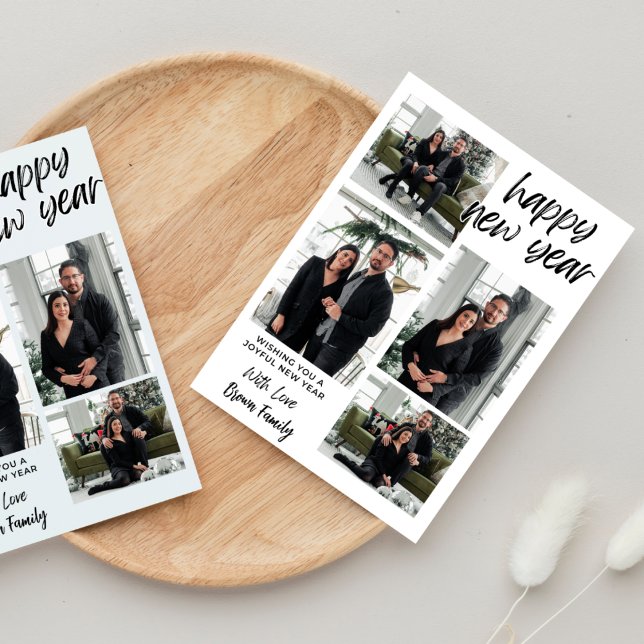 Gott nytt år 4 Collage Multi-Photo Helgdag Card Inbjudningar (Skapare uppladdad)