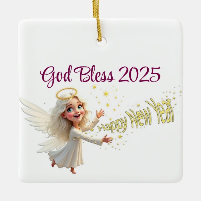 Gott nytt år Angel Ornament (Framsida)