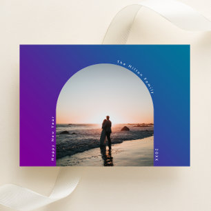 Gott nytt år Arch Oval Bold Ombre Gradient Julkort
