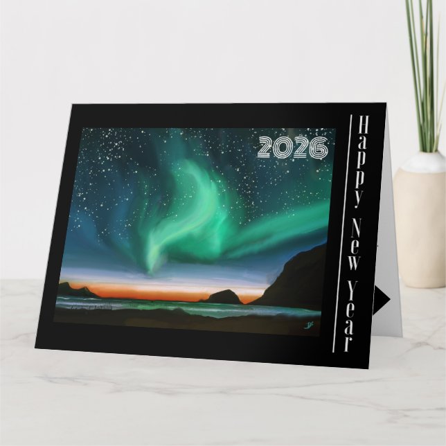 Gott nytt år - Aurora Borealis-kort Kort (Framsida)