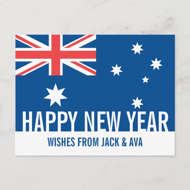 Gott nytt år Australiens australiska Flagga Anpass Vykort (Framsida)