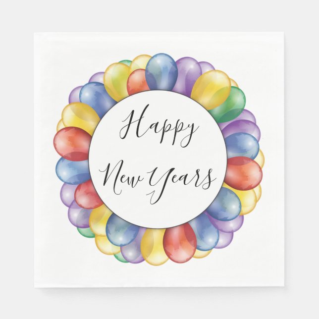Gott nytt år-ballonger pappersservett (Framsidan)
