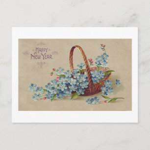 Gott nytt år Basket med blommor Helg Vykort