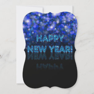 Gott nytt år! Blå bokmärken Sparkles Julkort