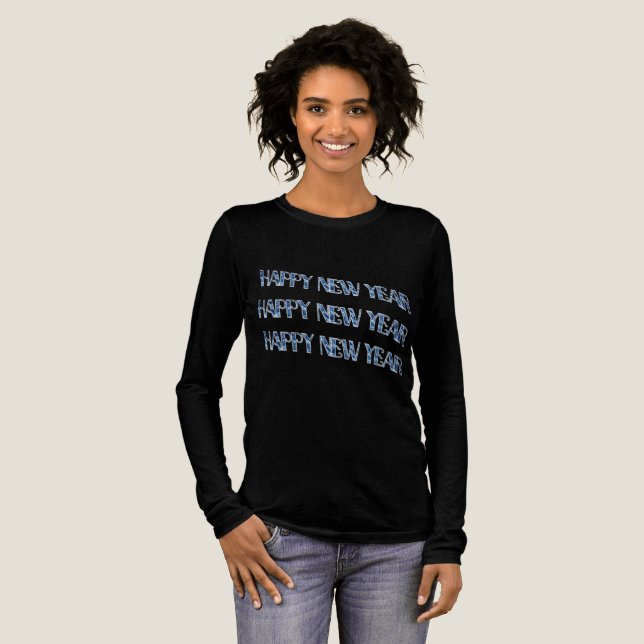 Gott nytt år-Blå Diamant T Shirt (Hel framsida)