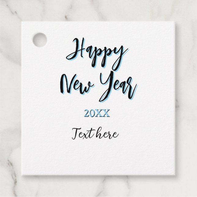 Gott nytt år blå, fet, enkel snyggt gåvor etiketter (Framsida)