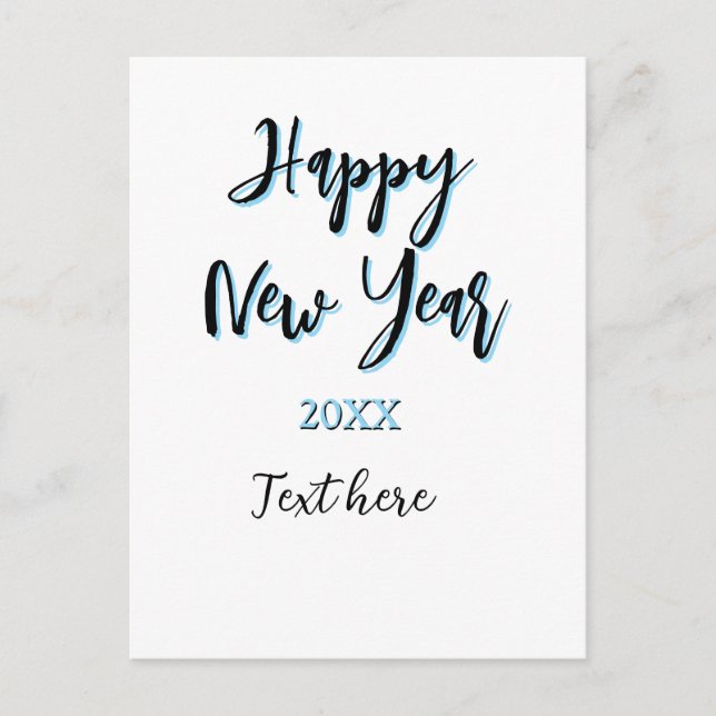 Gott nytt år blå, fet, enkel snyggt helg vykort (Framsida)