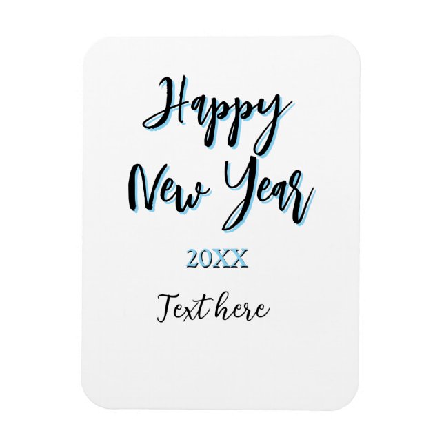 Gott nytt år blå, fet, enkel snyggt magnet (Vertikal)