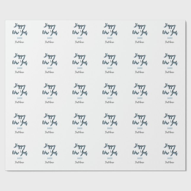 Gott nytt år blå, fet, enkel snyggt presentpapper (Platt)