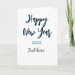 Gott nytt år blå svart fet enkel år stilfull kort