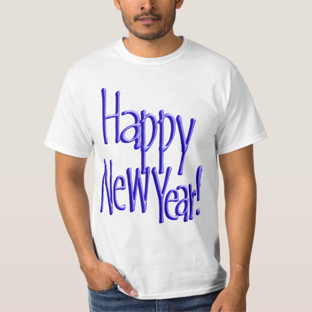 Gott Nytt År - Blå Text T Shirt (Framsida)