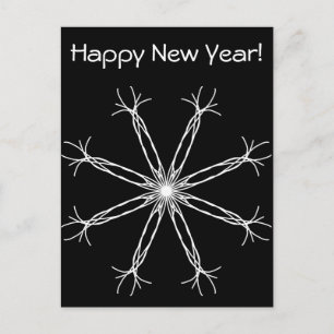 Gott nytt år! Black and White Kaleidoscope Star Helg Vykort