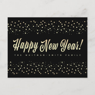 Gott nytt år Black Guld Stars-familjen Vykort