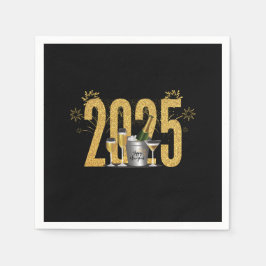 Gott nytt år - Black Napkin Pappersservett