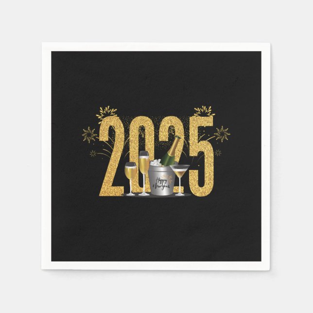 Gott nytt år - Black Napkin Pappersservett (Framsidan)