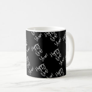 Gott nytt år! Black White Modern Typography Kaffemugg