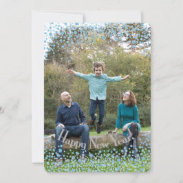 gott nytt år Blue Confetti Julkort