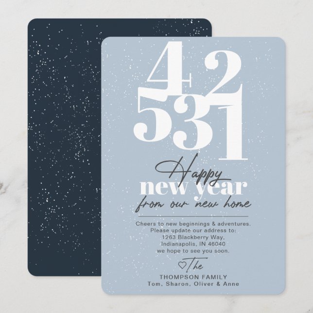 Gott nytt år Blue Countdown Flytta Notice Julkort (Fram/baksida)