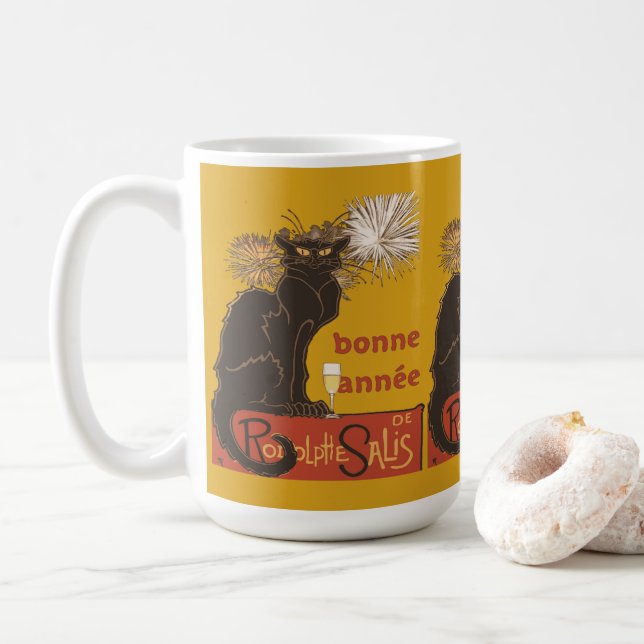Gott Nytt År Bonne Annee Le Chat Noir  Kaffemugg (Med munk)