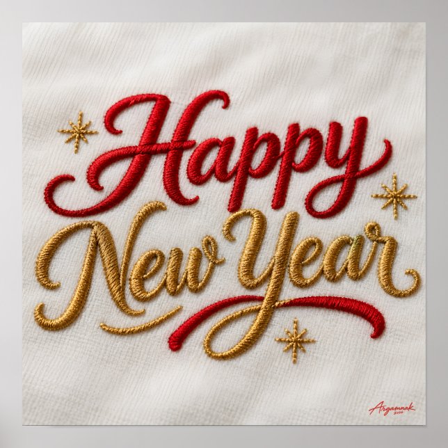 Gott Nytt År Broderat Poster (Framsidan)