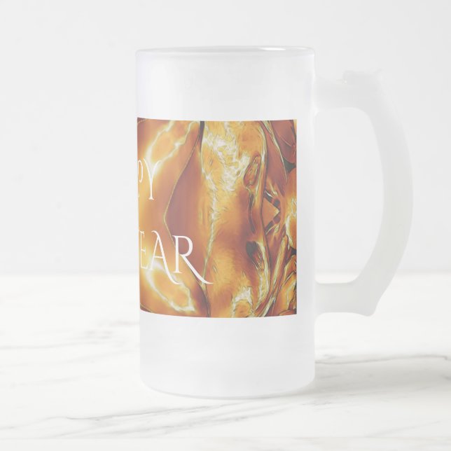 Gott nytt år Brown Guld Copper Elegant Star Frostat Ölglas (Höger)
