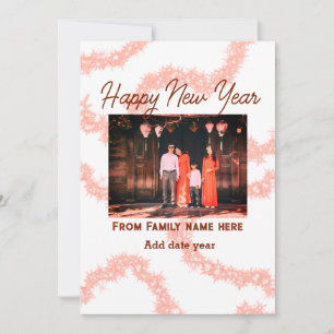 Gott nytt år brunt lägg till foto familjenamn glit inbjudningar