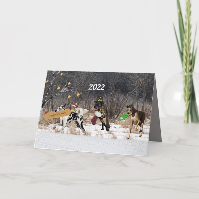 Gott nytt år Card Hundar Helgkort (Framsida)