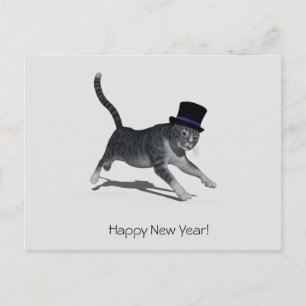 Gott nytt år Cat-vykort Vykort