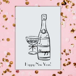 Gott nytt år Champagne Flaska Hälsning Kort